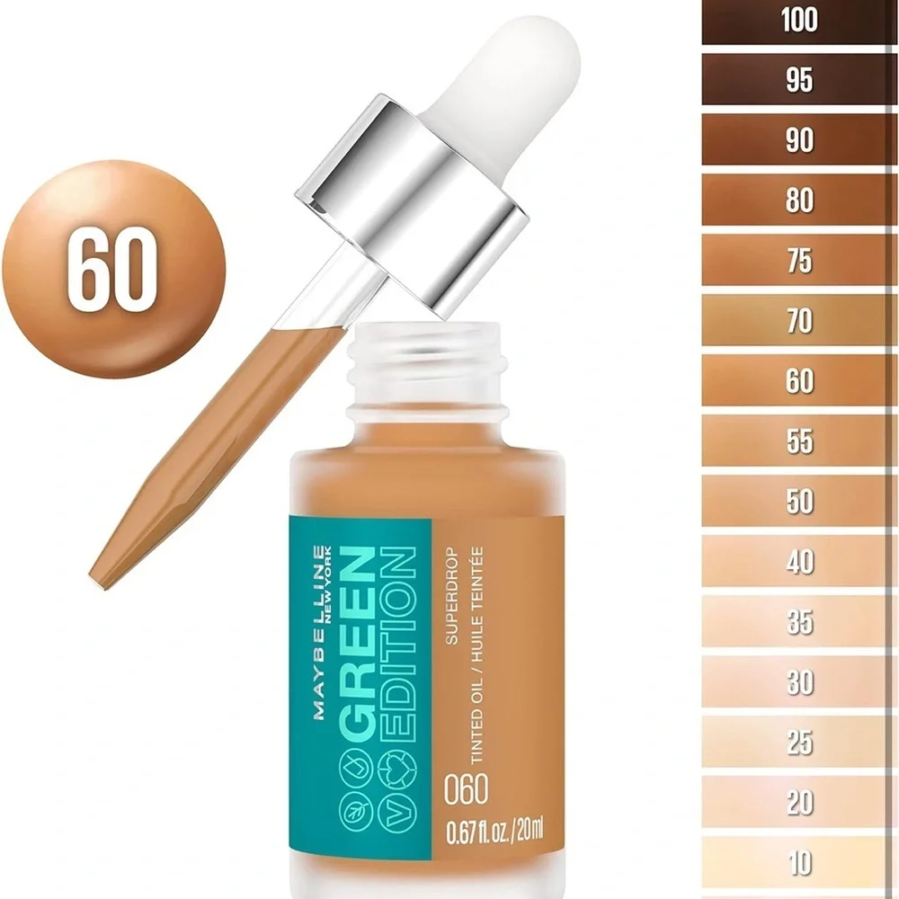 Maybelline‎ Green Edition Superdrop Tinted Oil, adjustable, natural coverage,